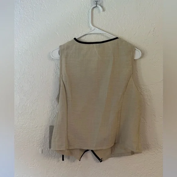 SHEIN Curve 0XL Linen-Look 2-Piece Set - Asymmetrical Wrap Vest & Wide-Leg Pants - Picture 5 of 14